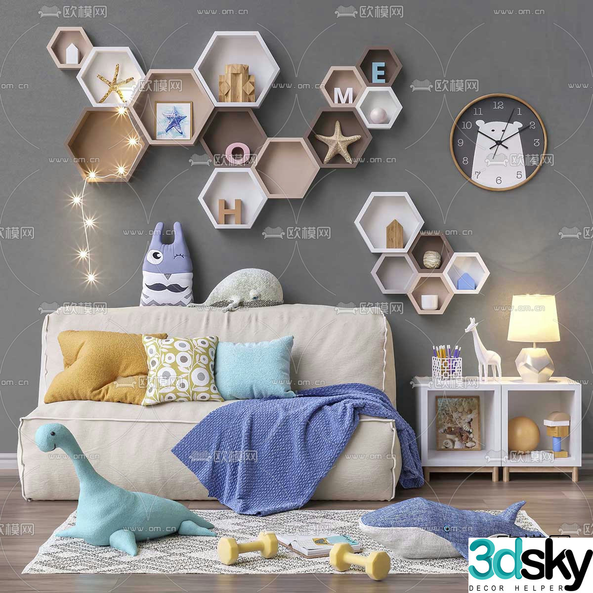 Modern children’s sofa shelf 3d model