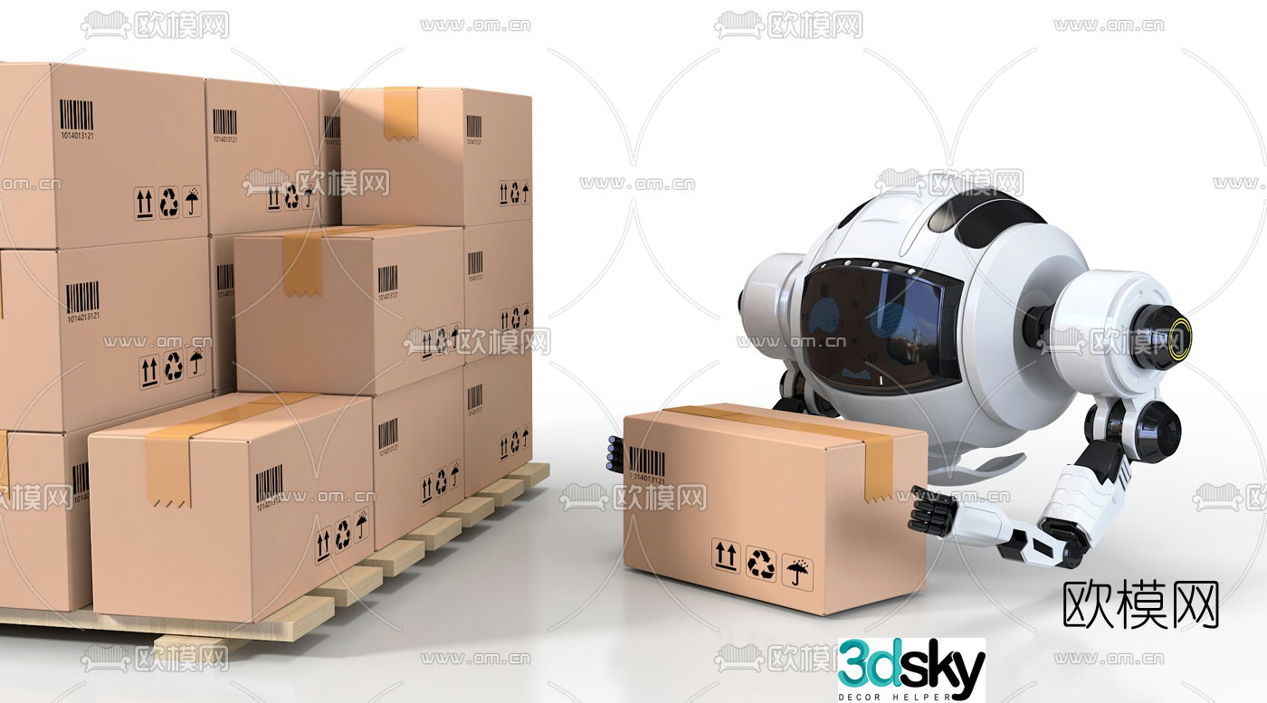 Modern artificial intelligence logistics distribution robot 3D model