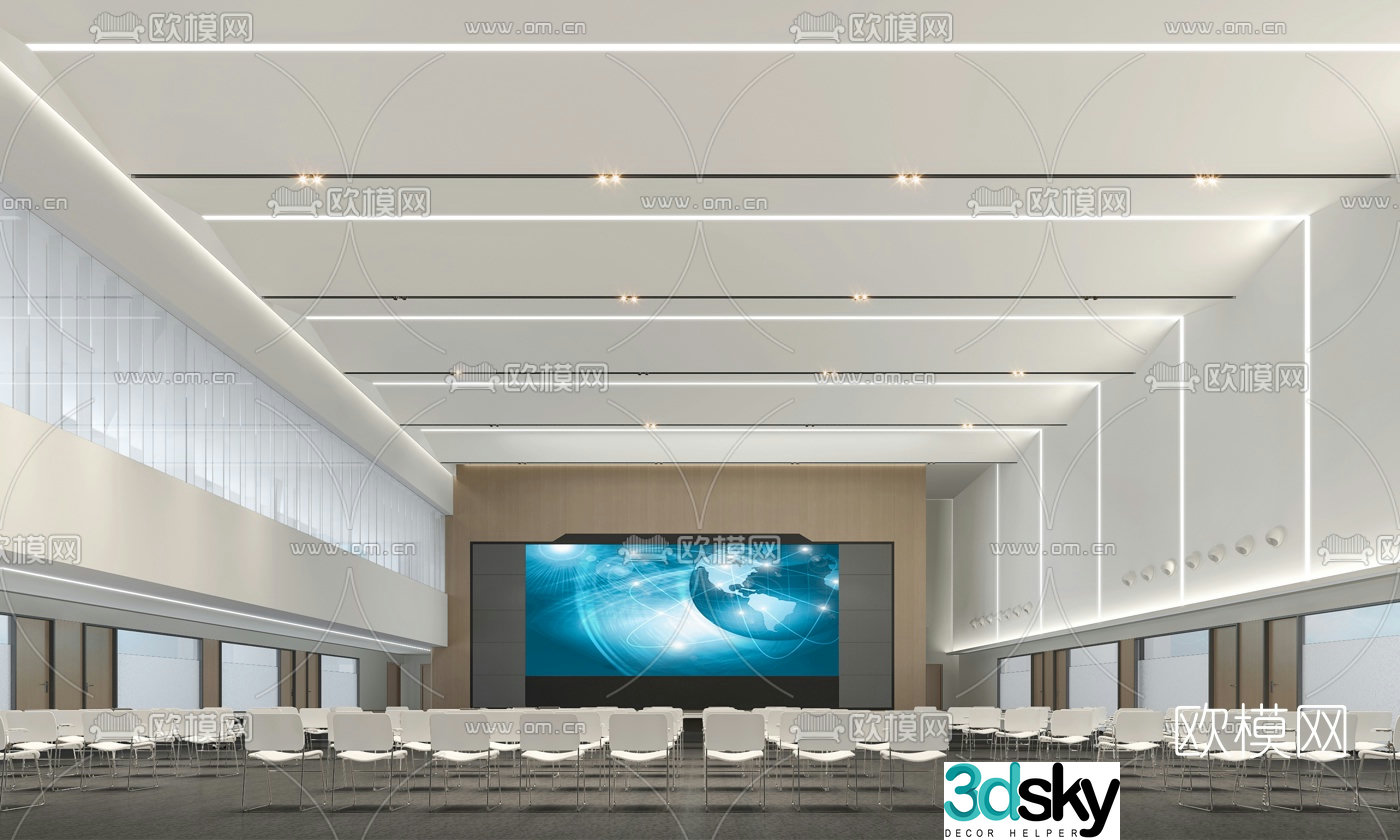 Modern hotel conference hall lecture hall 3d model