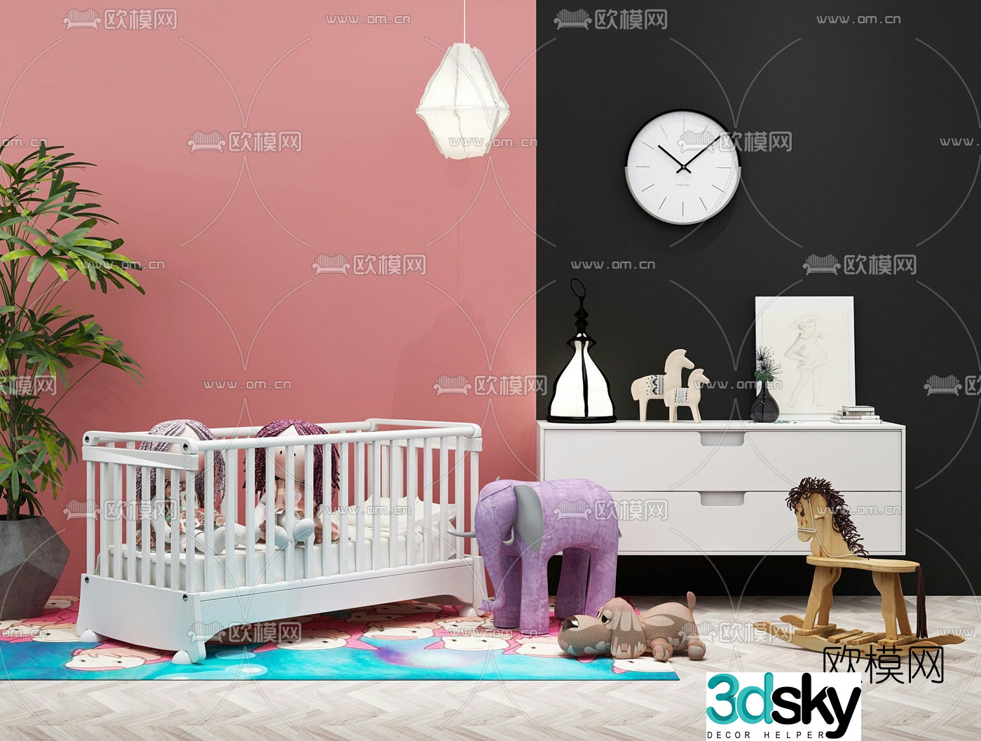 Modern crib toy 3d model
