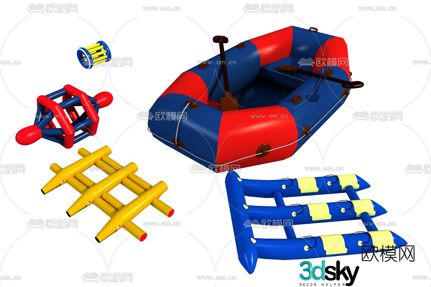 Modern inflatable double kayak inflatable equipment inflatable toy 3d model