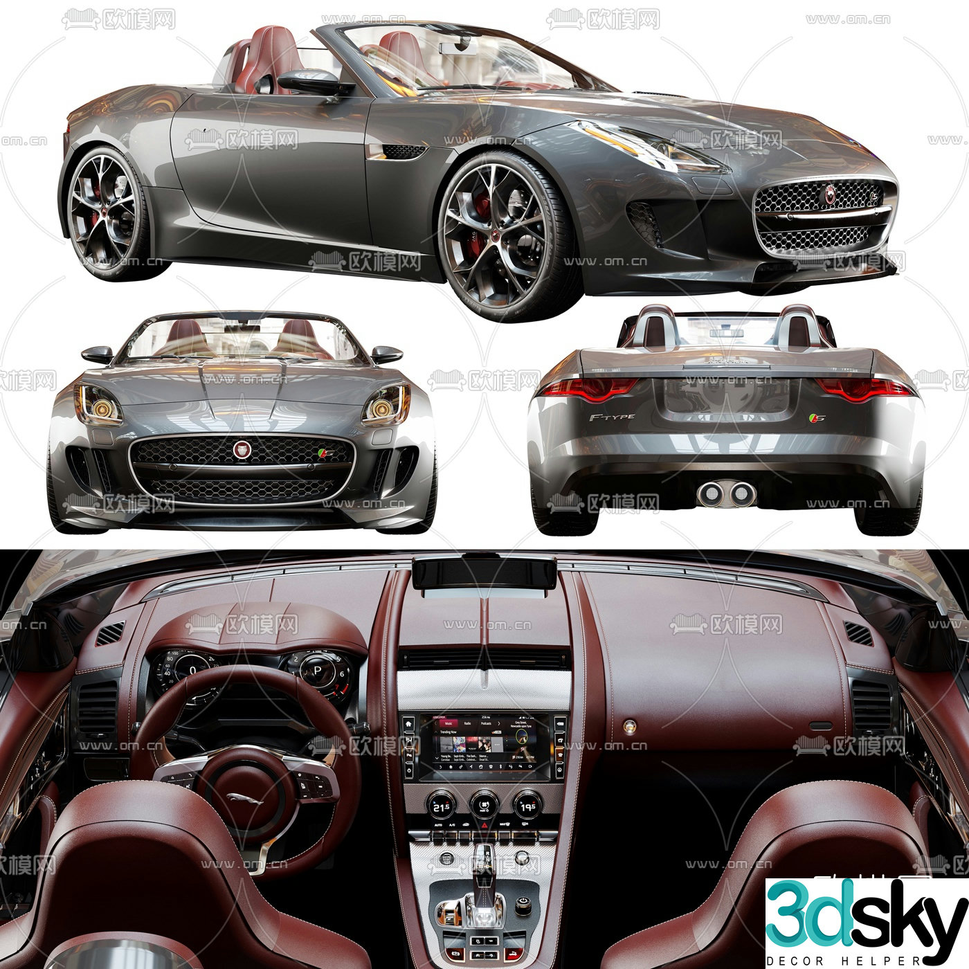modern jaguar sports car 3d model