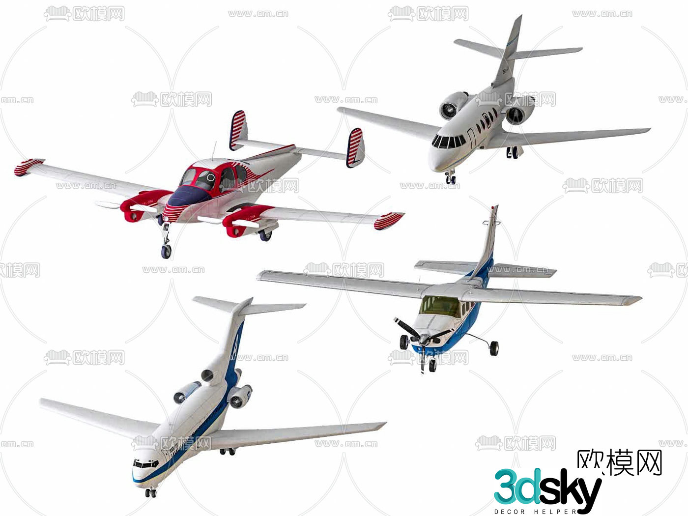 Modern passenger aircraft airplane 3d model