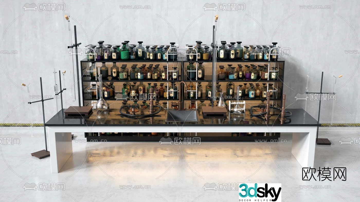 Modern chemistry laboratory equipment 3d model