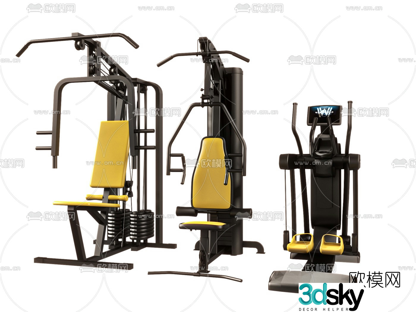 Modern fitness equipment 3d model