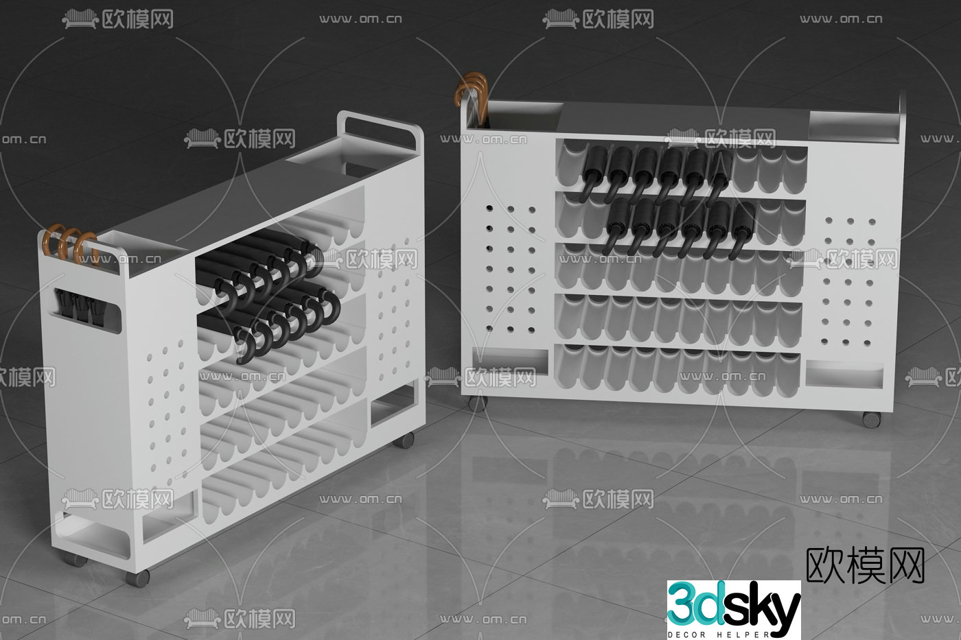 Modern public umbrella stand 3d model
