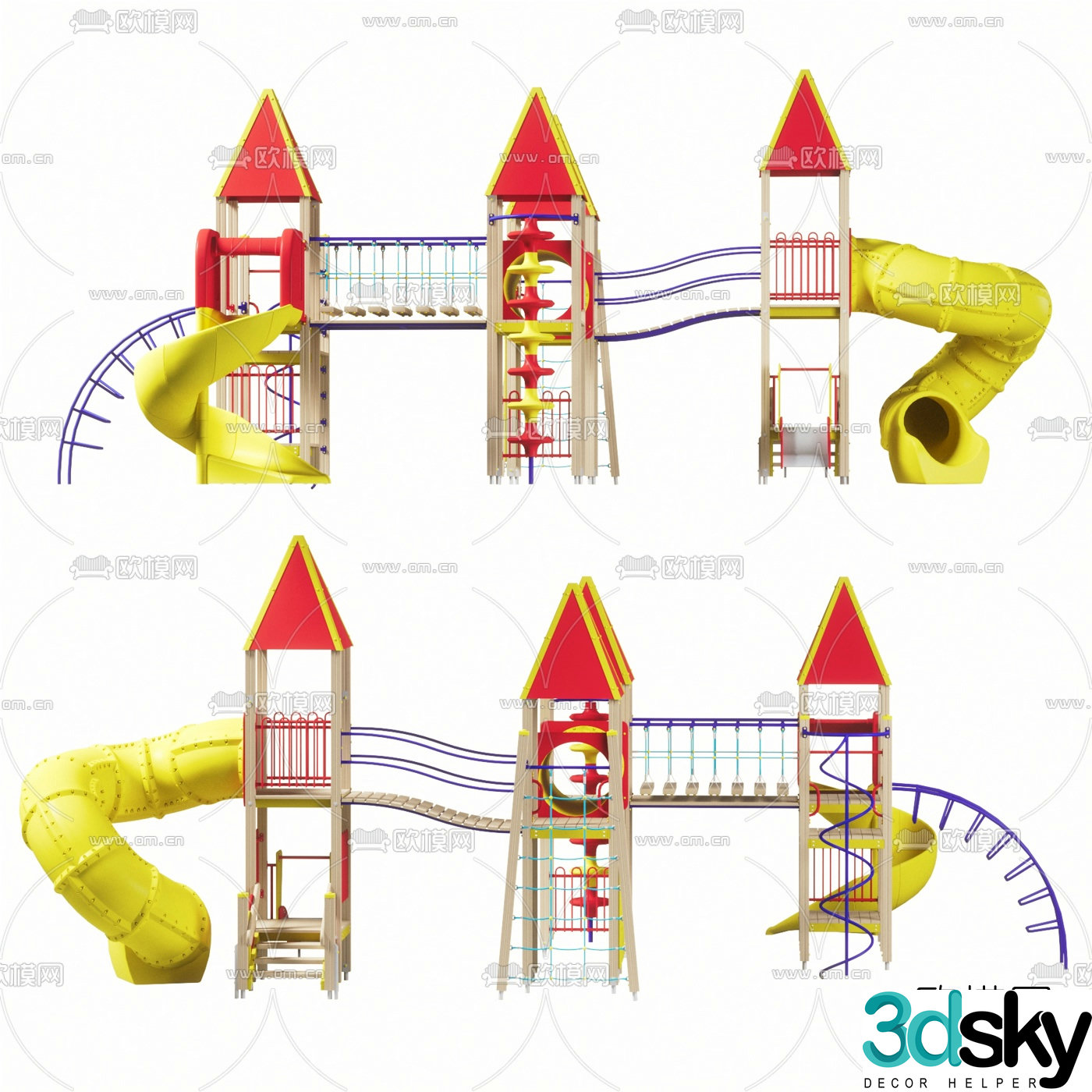 Modern children's large combination slide 3D model