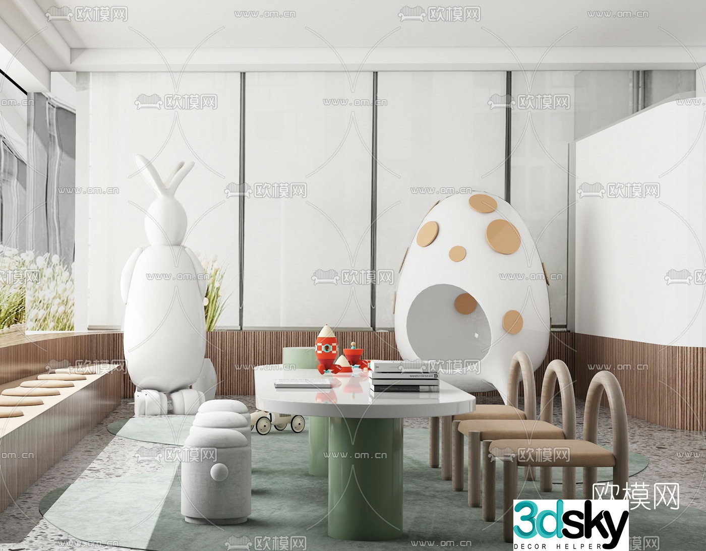 Yuguo Design Modern Children’s Leisure Table and Chair 3D Model