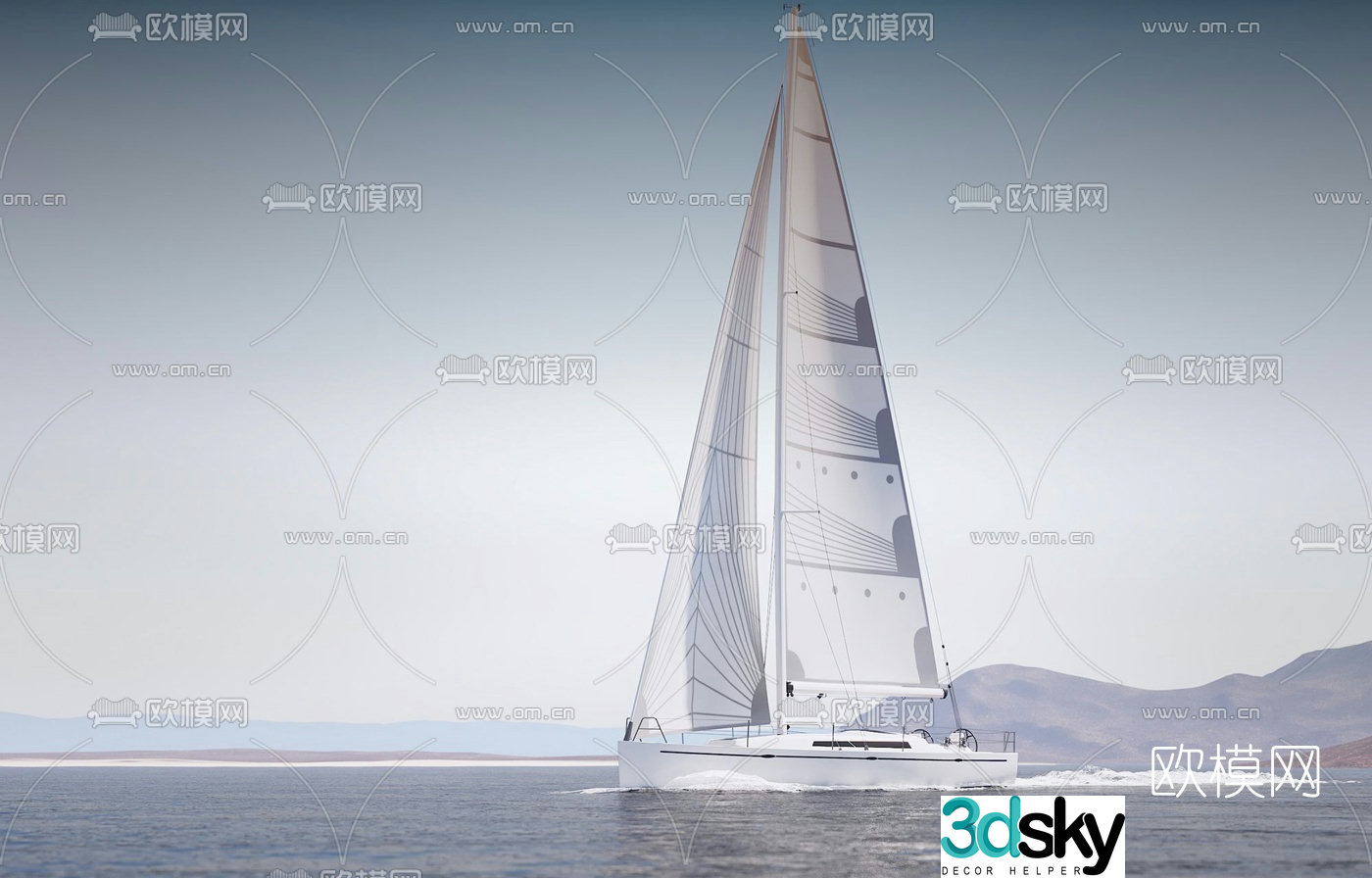 Modern sailing ship 3d model
