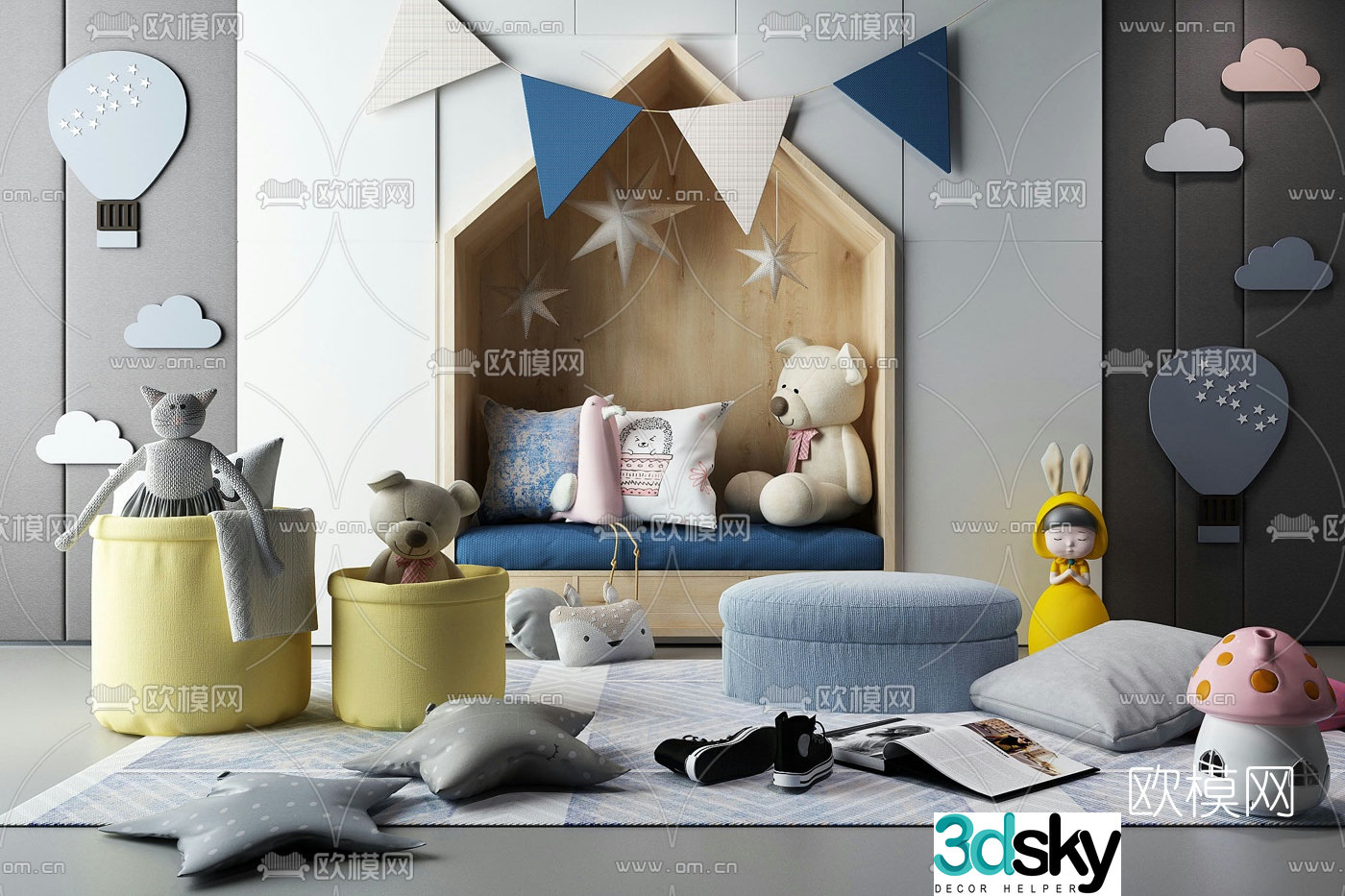 Modern children’s sofa doll pillow 3d model