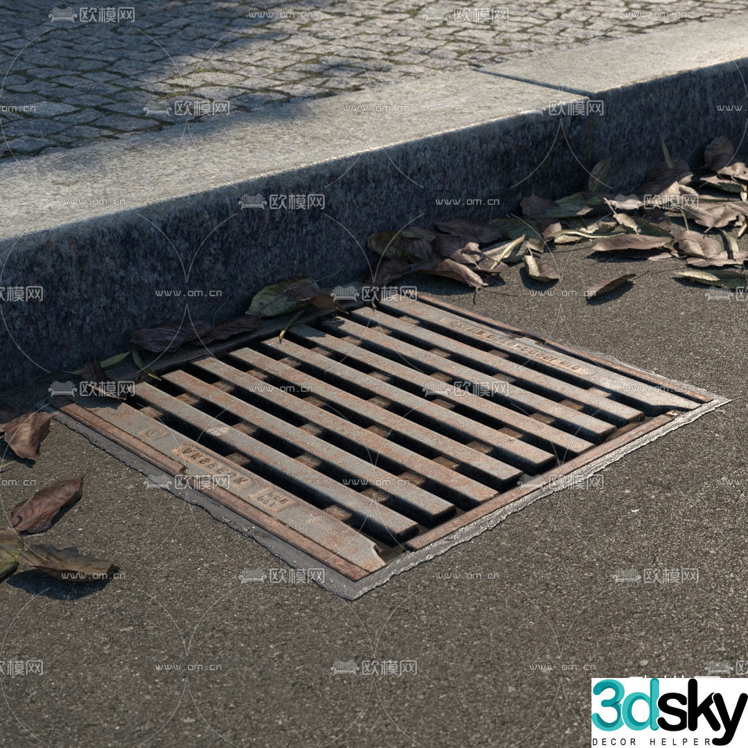 Modern sidewalk sewer 3d model