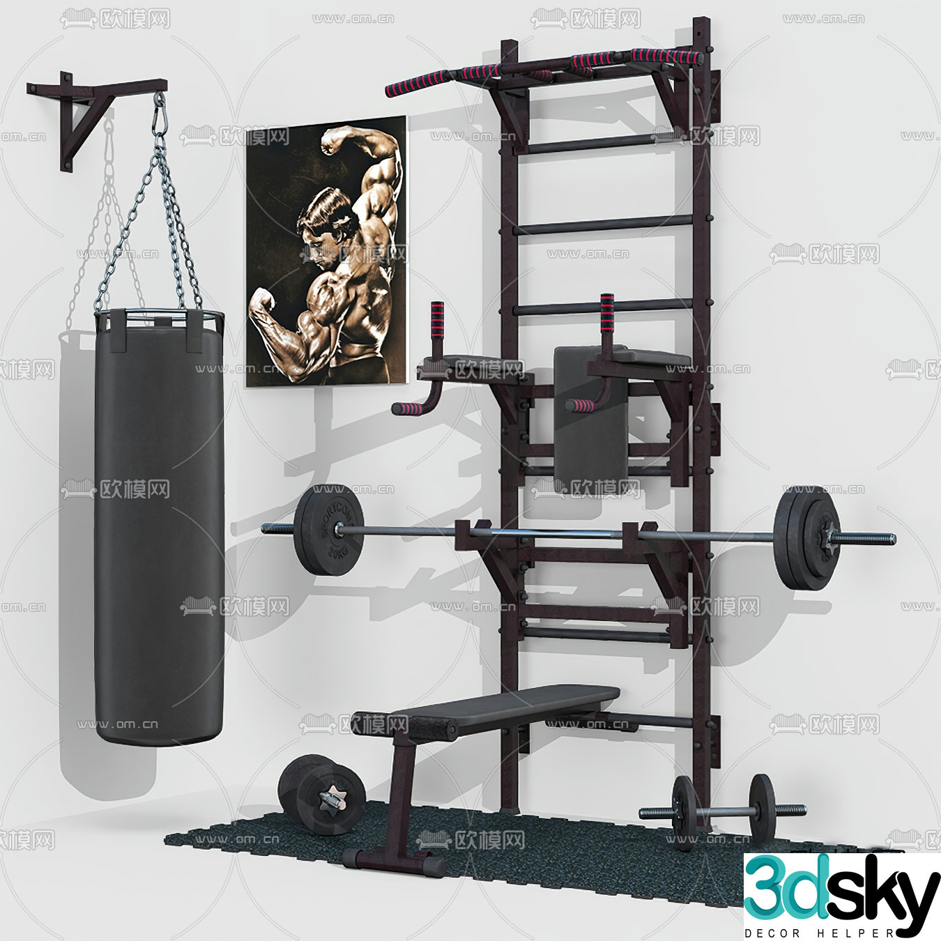 Modern fitness equipment equipment 3d model