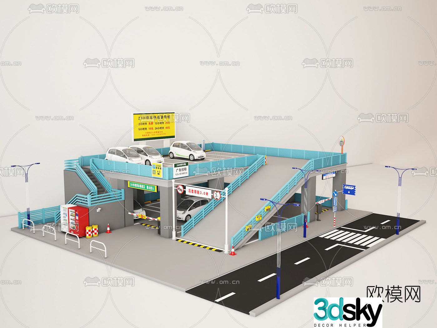 Modern parking lot toy model 3d model
