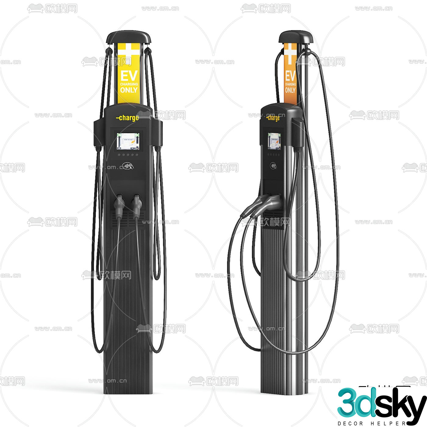 Modern car charging pile 3d model
