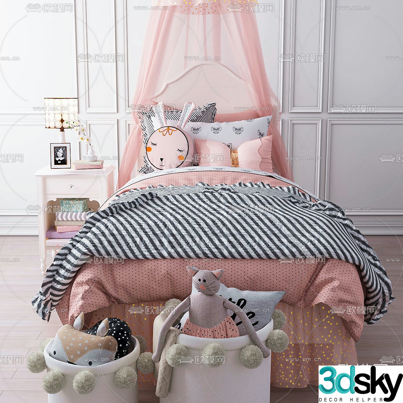 Modern fabric children’s bed 3d model