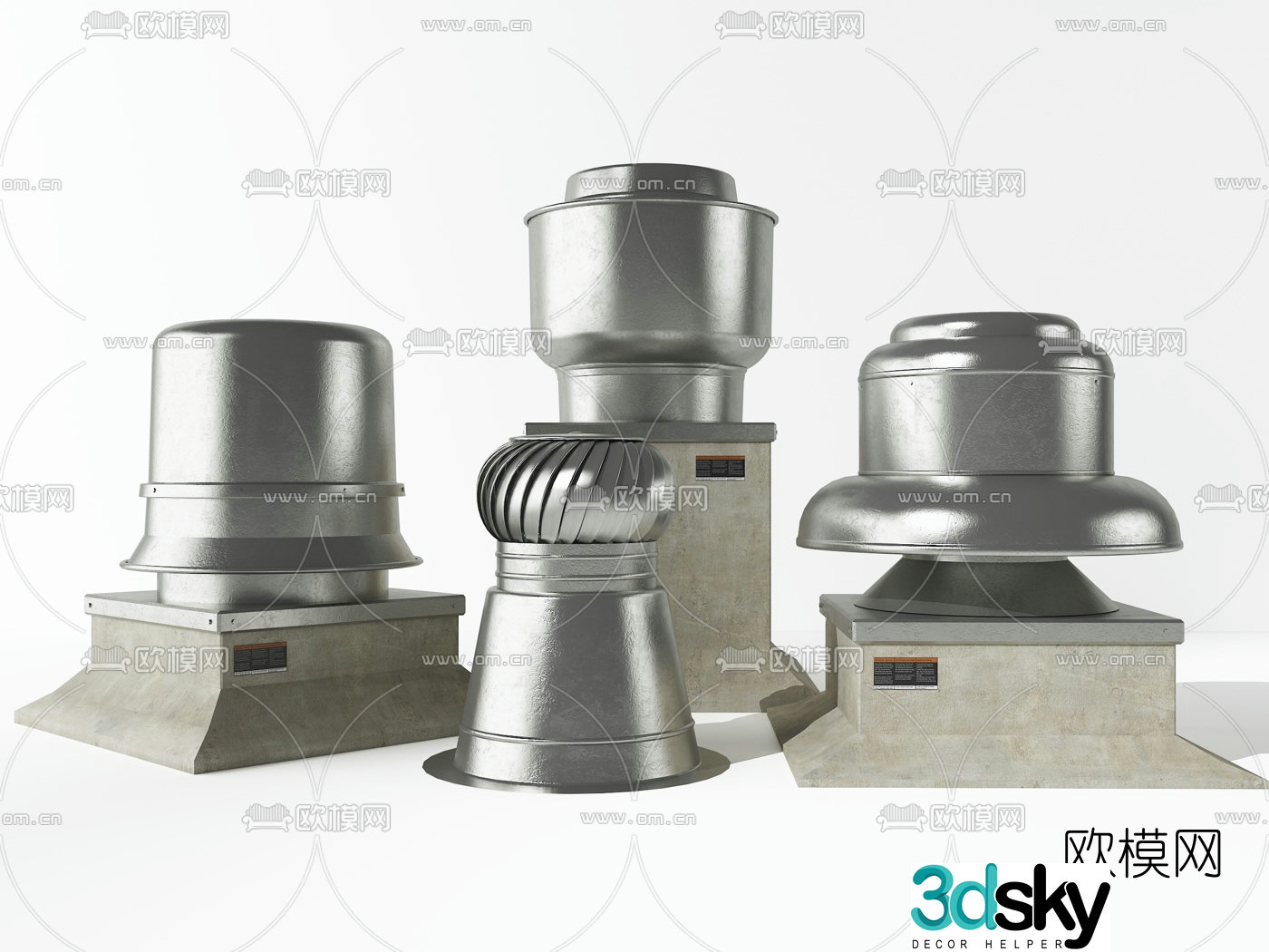 Modern stainless steel industrial air exhaust vent 3d model