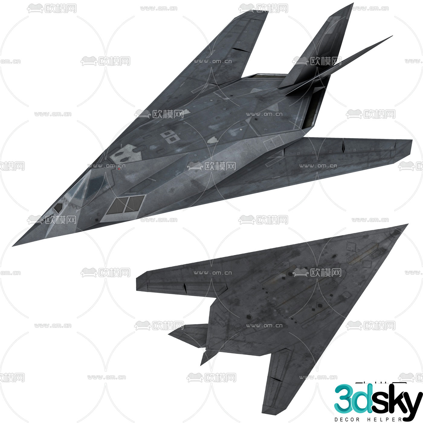 Modern F117 stealth fighter 3d model