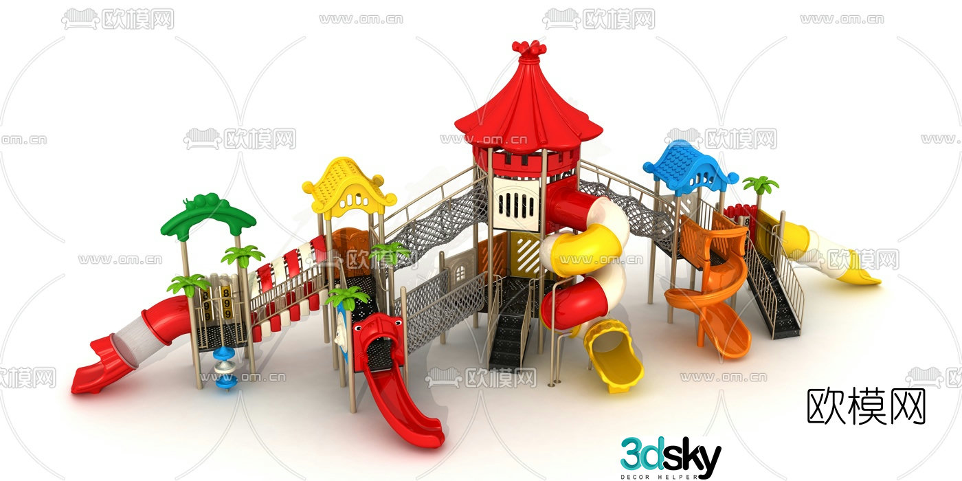 Modern children's slide amusement equipment 3d model