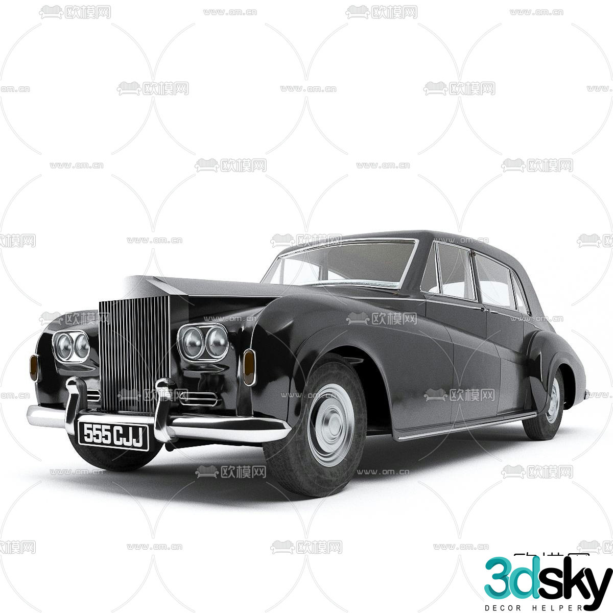 Modern retro classic car 3d model