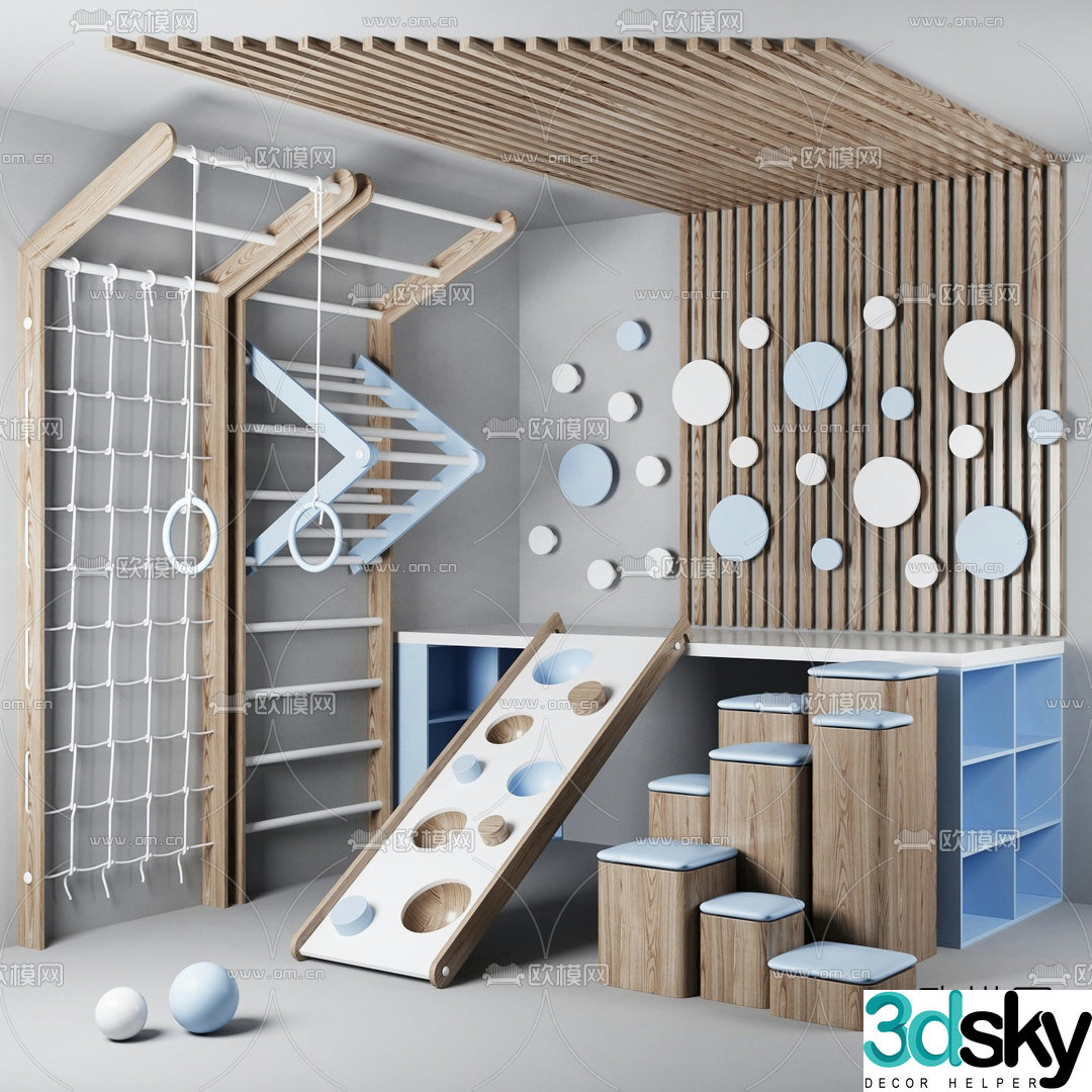 Modern children's climbing play structure 3d model