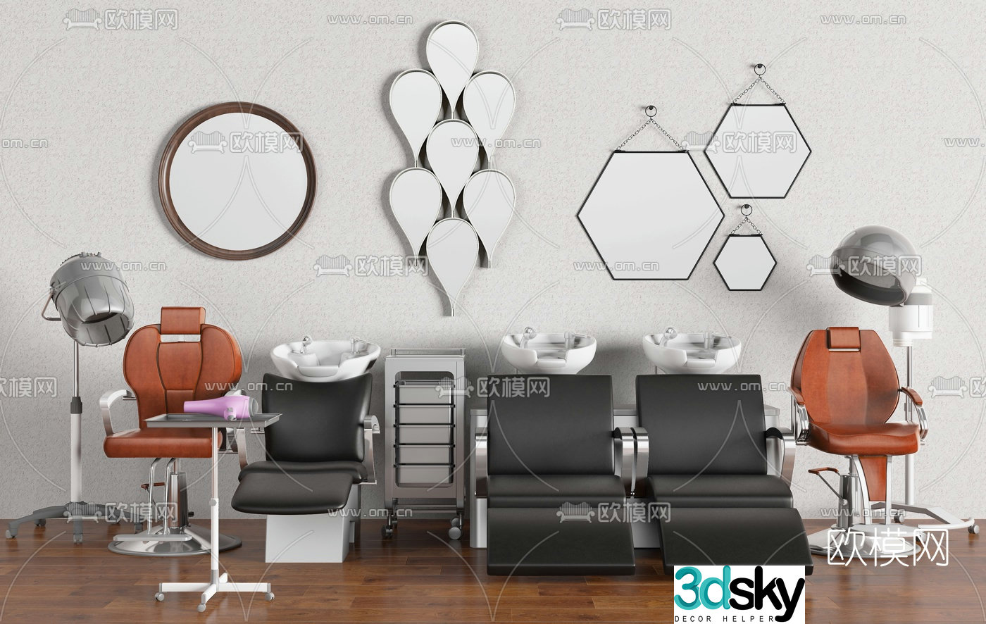 Modern barber chair and perm machine model