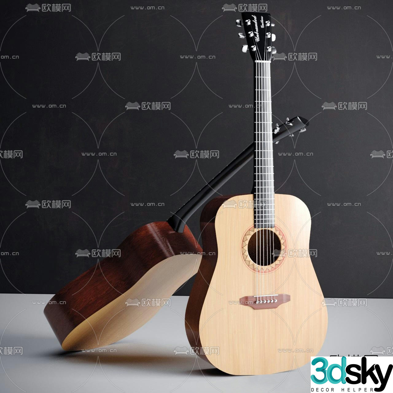 Modern acoustic guitar 3d model