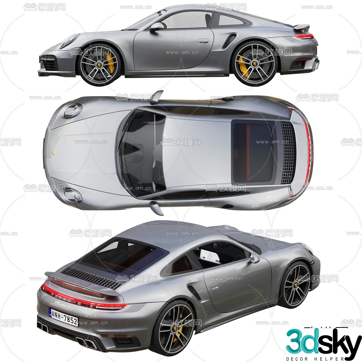 Modern Porsche 911 sports car 3d model