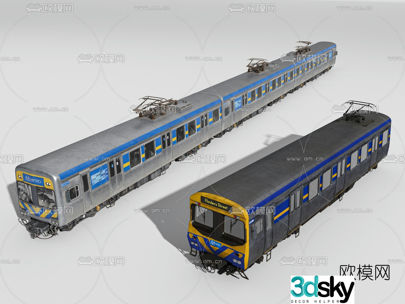 Modern subway light rail 3d model