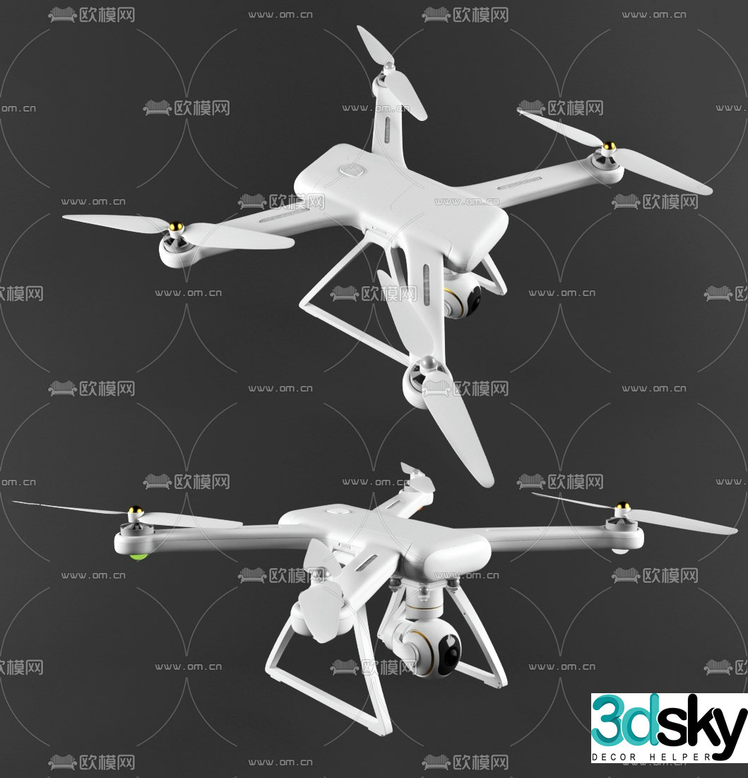 Modern drone aerial camera 3d model
