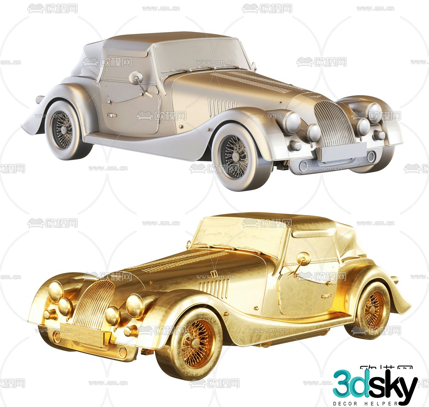 Modern metal morgan classic car toy 3d model