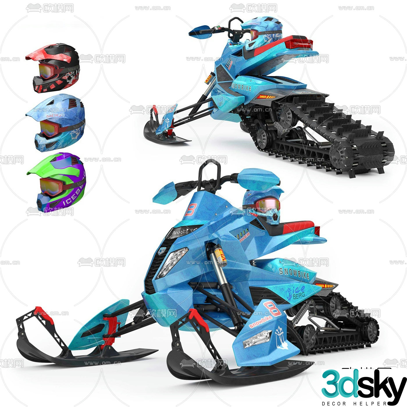 Modern snowmobile 3d model