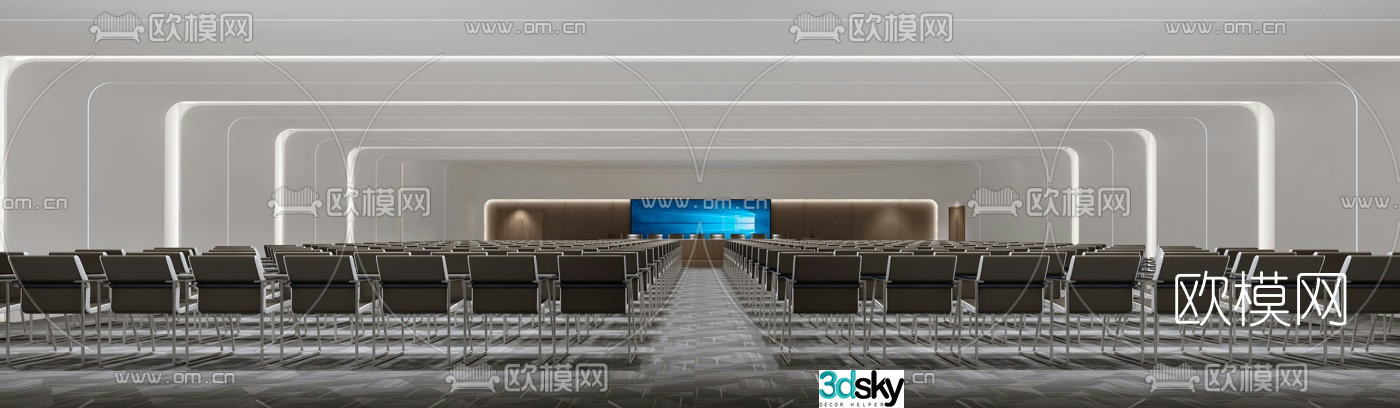 Modern hotel conference hall lecture hall 3d model