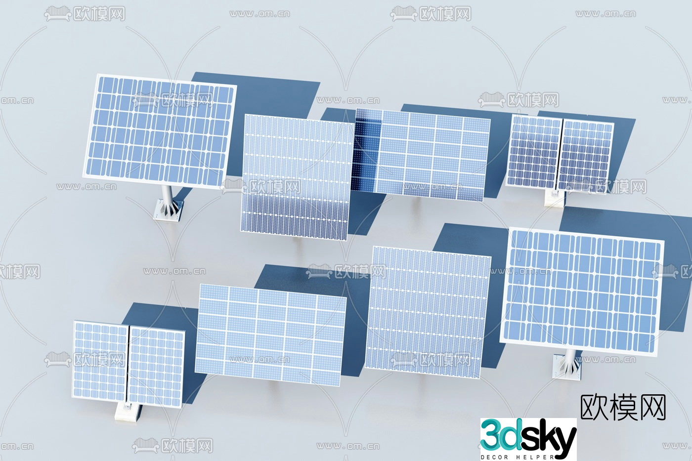 Modern solar power panel 3d model