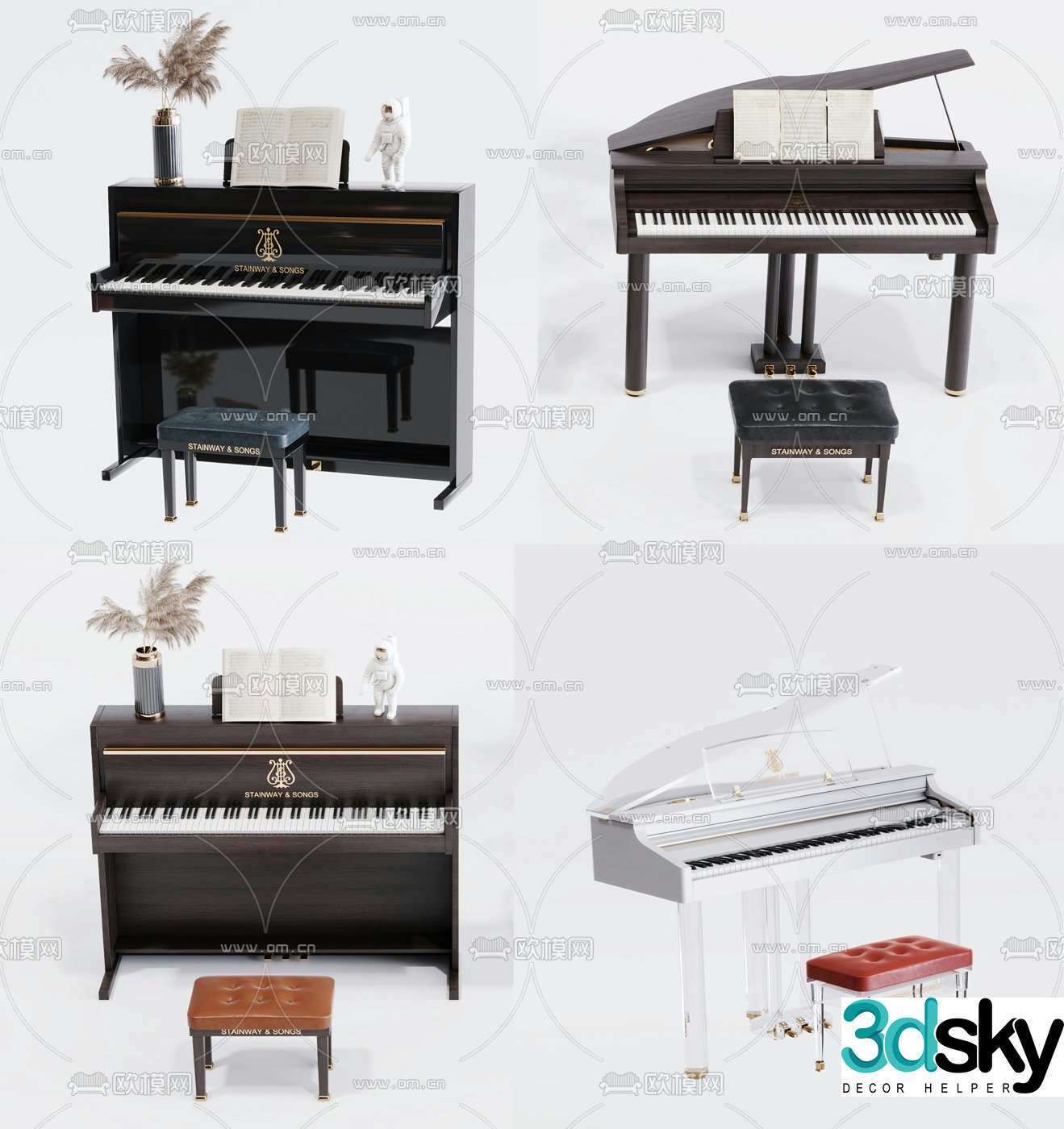 modern piano 3d model