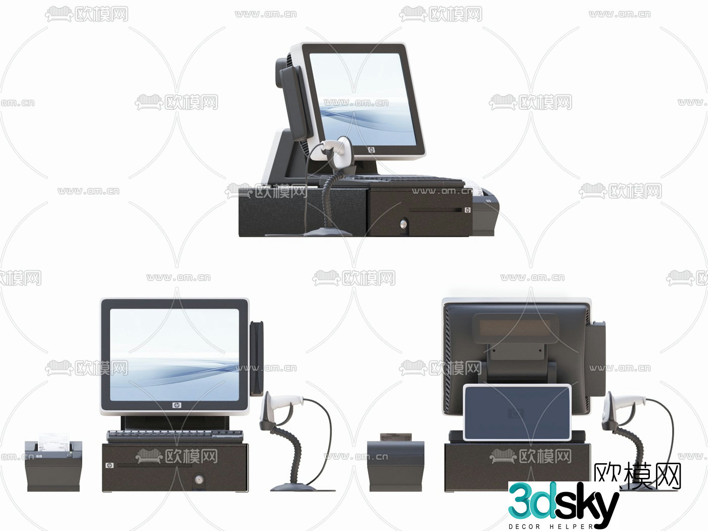 Modern supermarket cash register 3d model