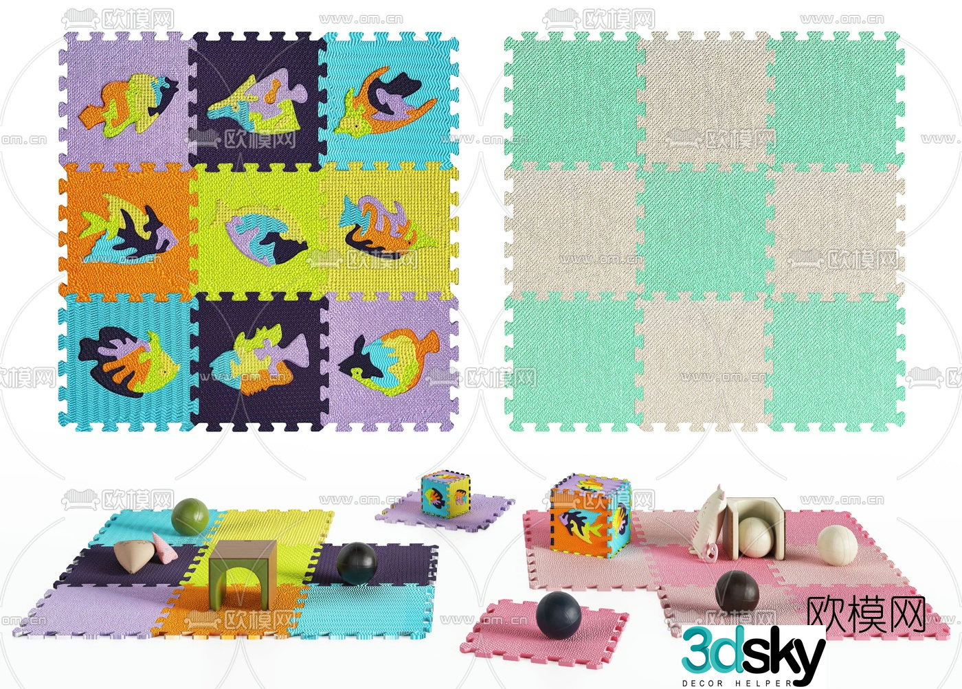 Modern children’s plastic patchwork carpet 3d model