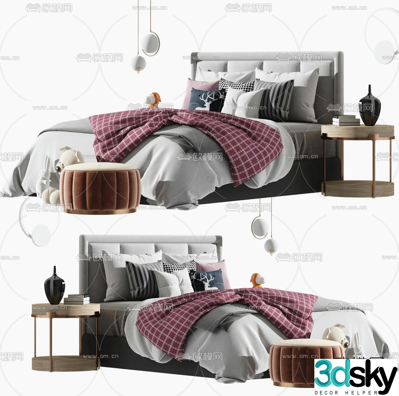 Modern fabric children’s bed 3d model
