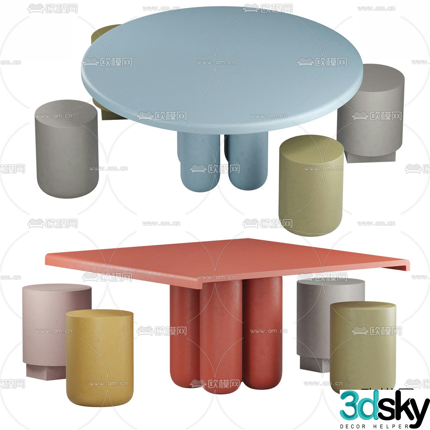 Nordic children’s table and chair 3d model