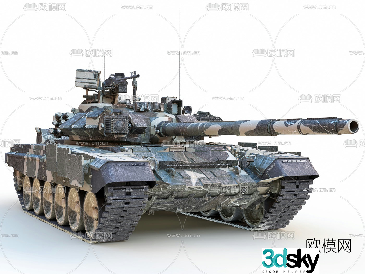 Modern T90 tank armored vehicle 3d model