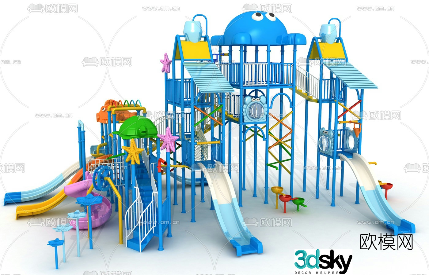 Modern children's slide amusement equipment 3d model