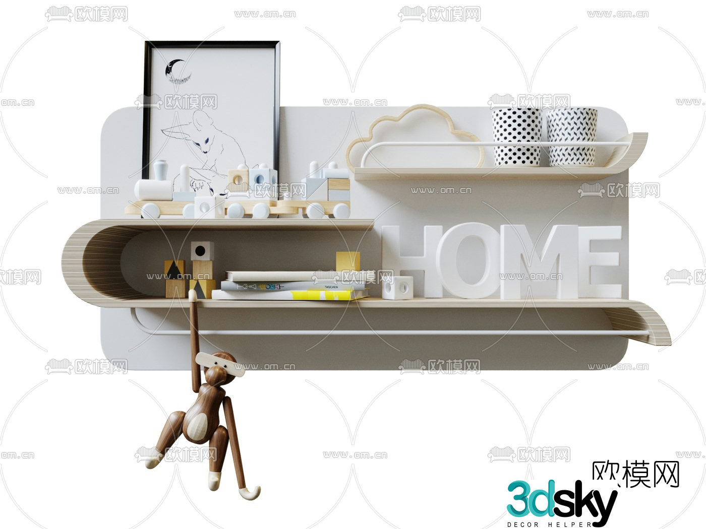 Modern children’s locker 3d model