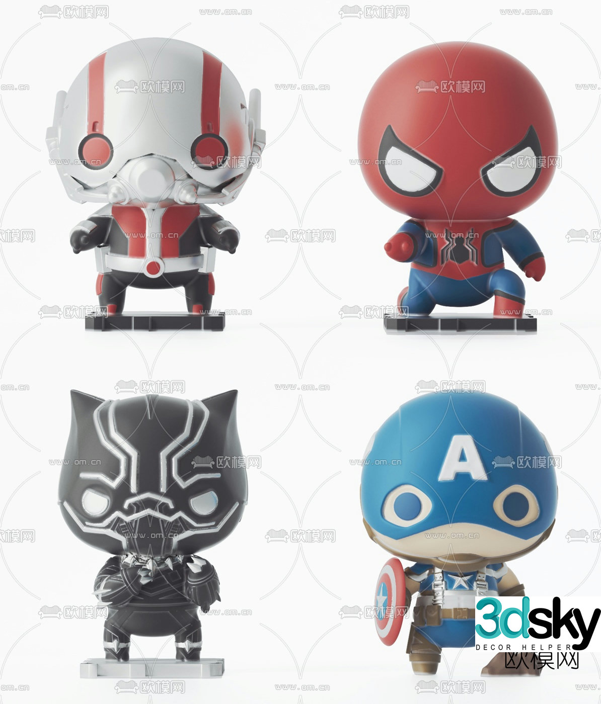 Modern Q version Marvel character toy 3D model