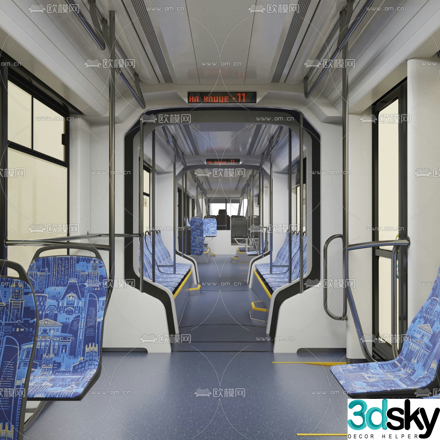 Modern light rail tram carriage 3d model