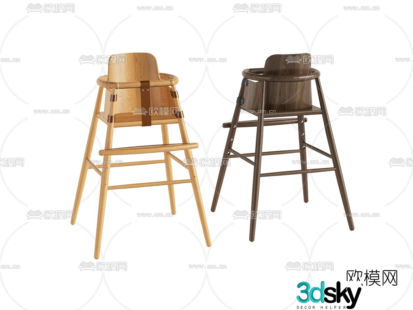 Modern log children’s chair 3d model