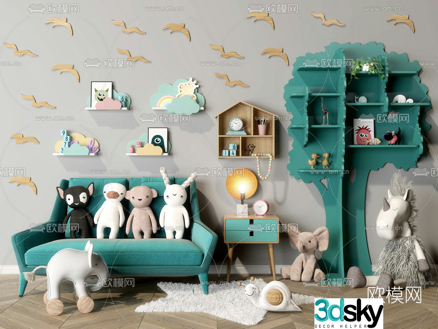 Modern children’s sofa tree cabinet doll doll 3d model