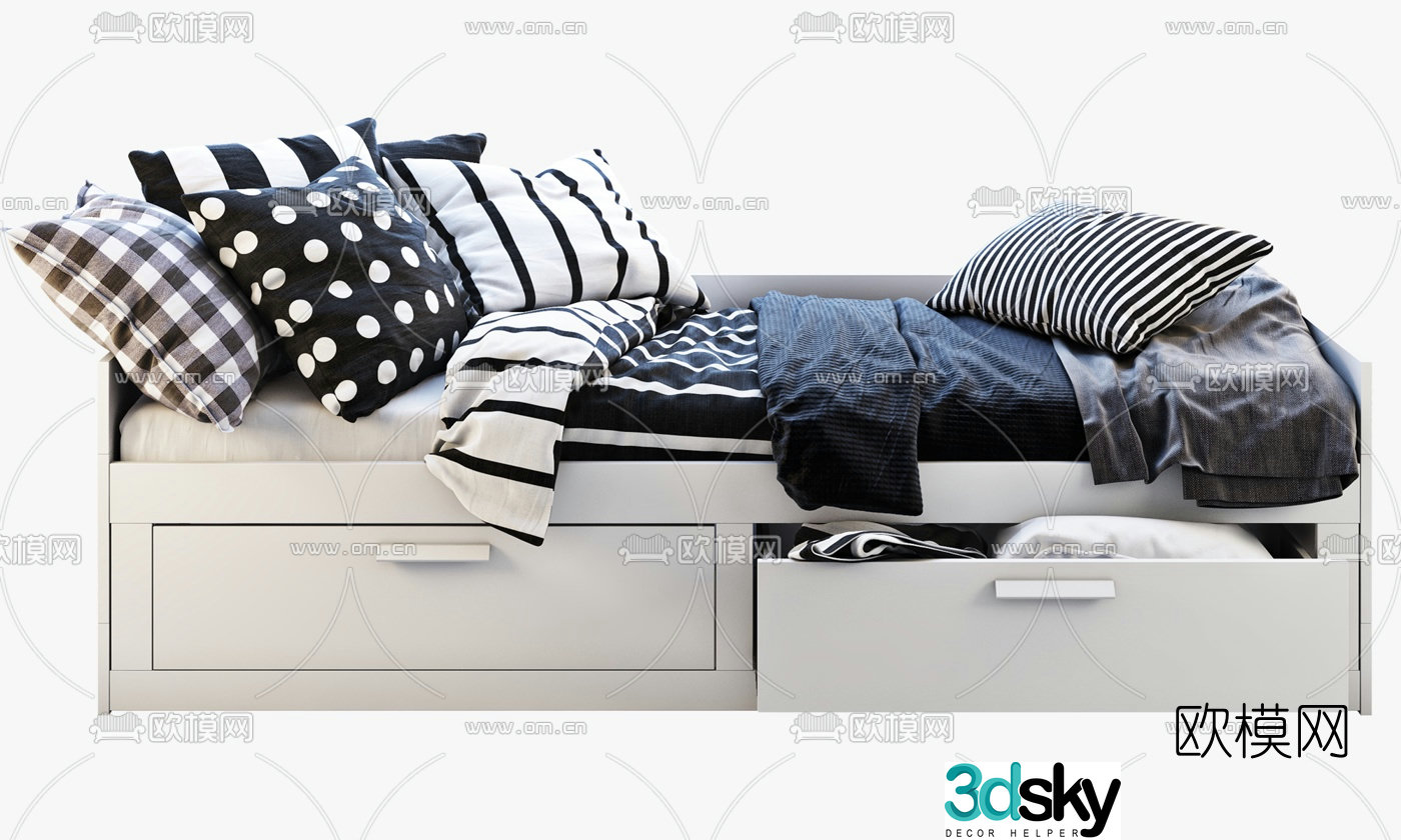 Modern fabric tatami children’s bed 3d model