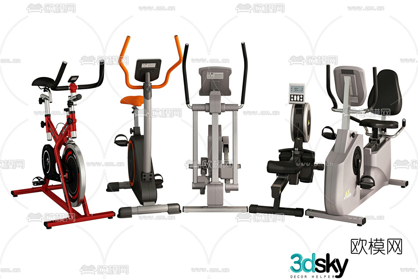 Modern spinning bike fitness equipment 3d model