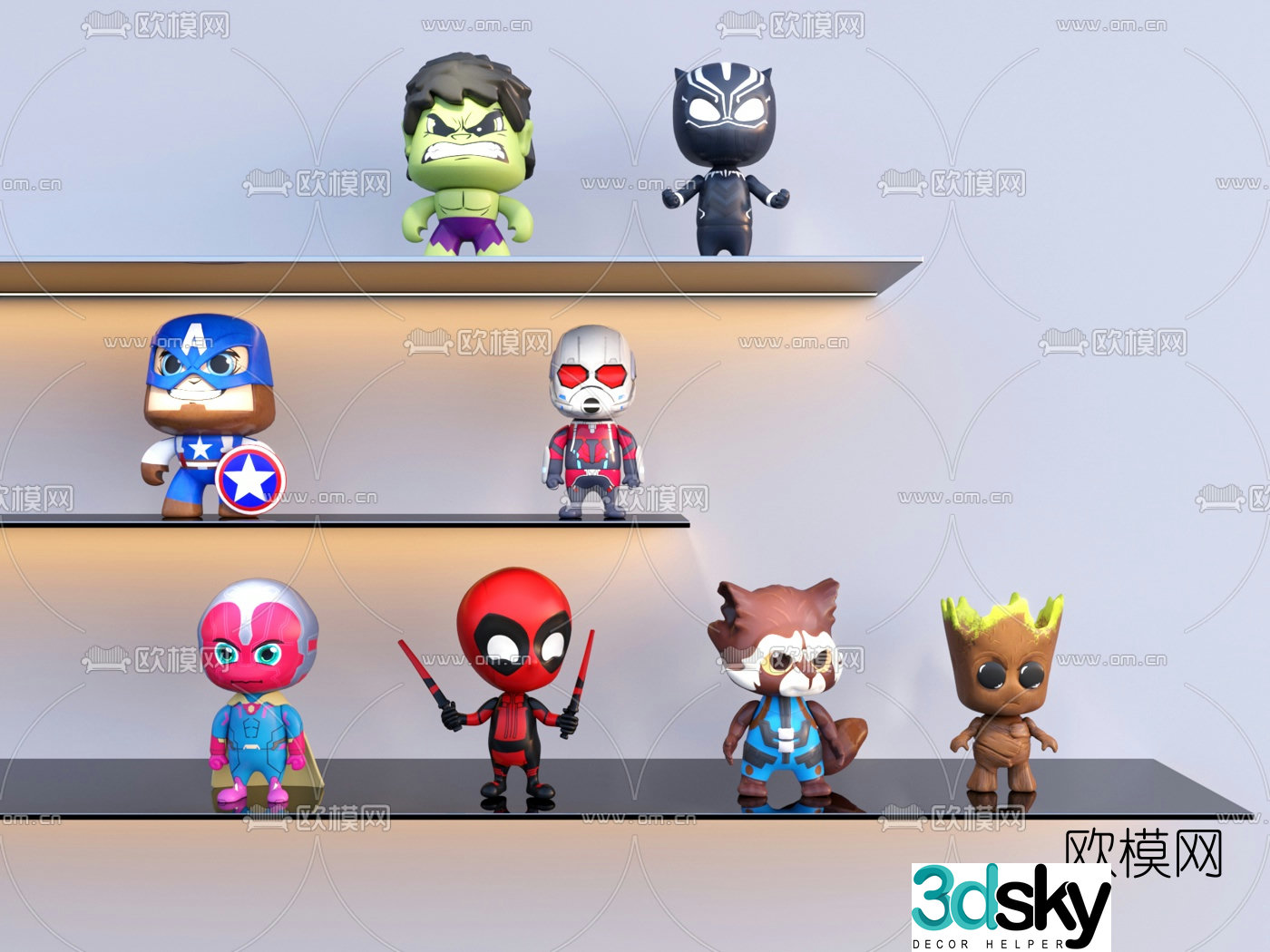 Modern Marvel character toy ornaments 3D model