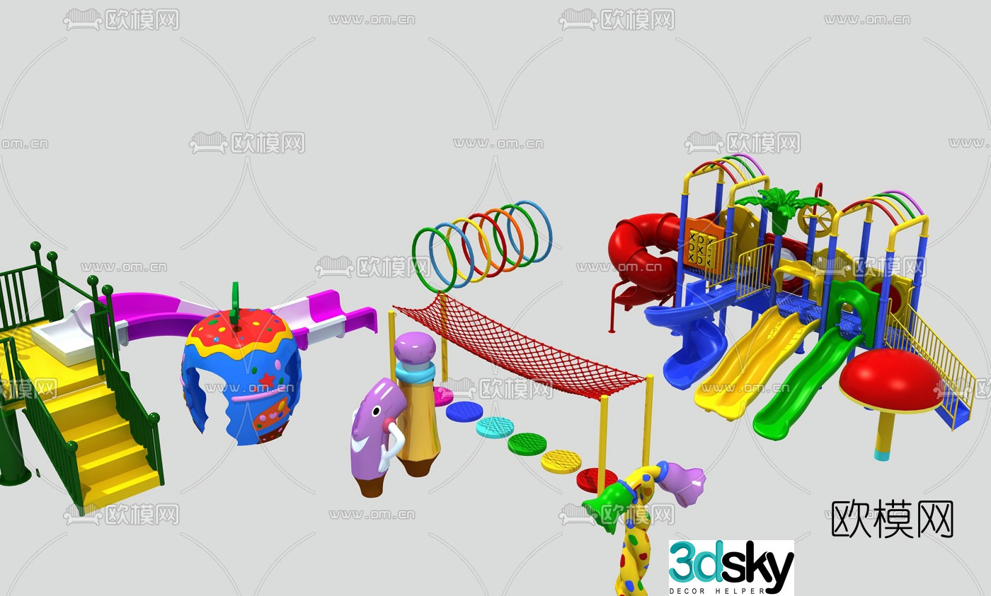 Modern outdoor children's slide 3d model