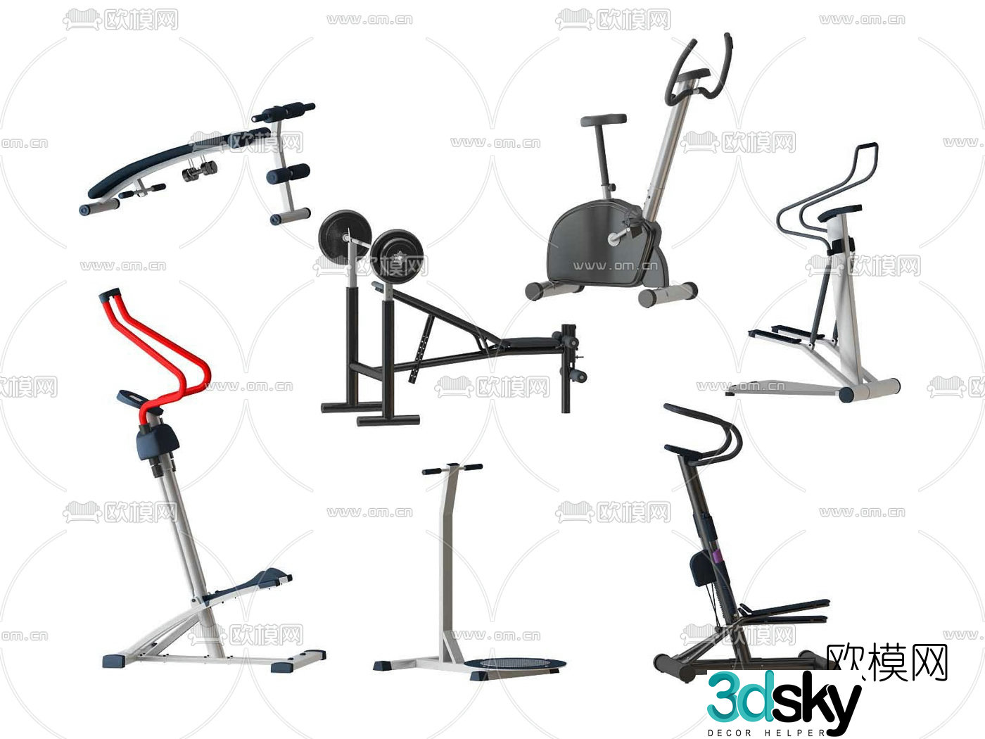 Modern fitness equipment 3d model